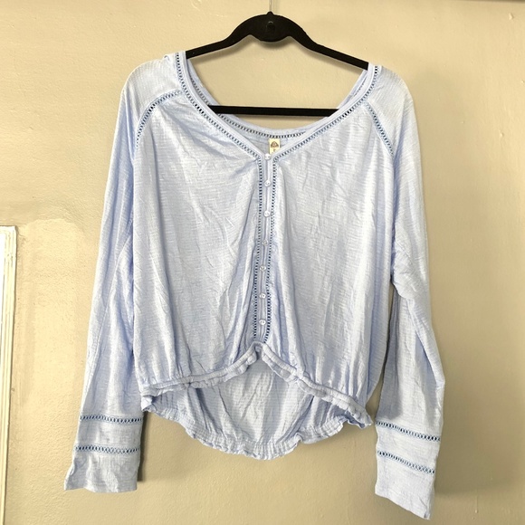 American Rag Cie Tops - American Rag Bell-Sleeve Crochet-Trim Peasant Top